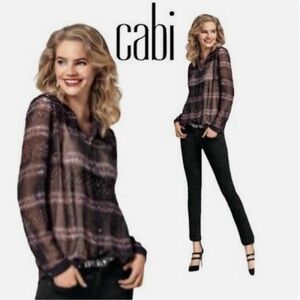 CAbi Paris Blouse Calligraphy Brush Top Style # 3249 size large NWT